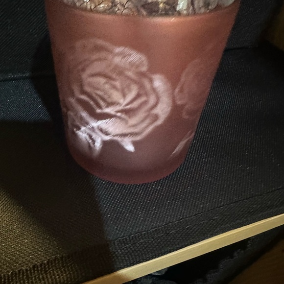 Rose Patterned Frosted Glass Candle Holder - Picture 1 of 4